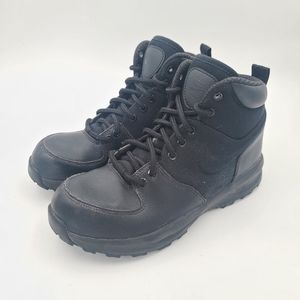 Nike Manoa AJ1280-001 Black Leather Youth Lace Up Boots Size 5 Y Shoes Hiking